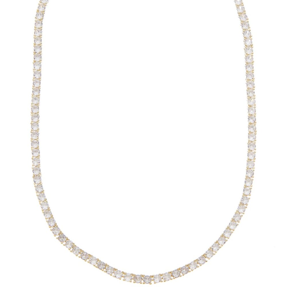 Genevive CZ Tennis Necklace 17" Yellow Gold Tone Plated Cubic Zirconia Box Clasp